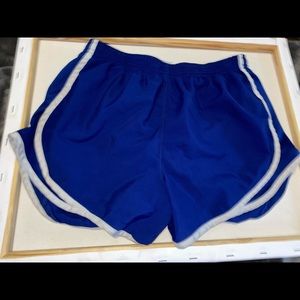 Dark blue varsity athletic shorts